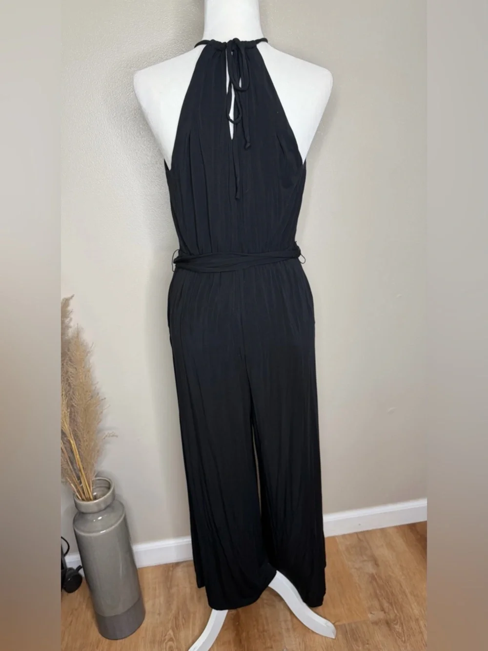 Anthropologie Maeve Corinna Black Wide Leg‎ Jersey Jumpsuit Size Medium